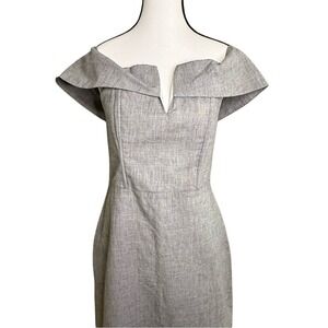 Naked Zebra Gray Off-Shoulder Dress Size Small Workwear Sheath‎ Sleeveless